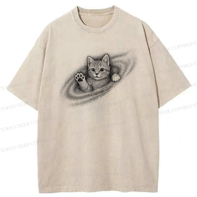 Kyoto-Lion Little Galaxy Cat Washed T-Shirt