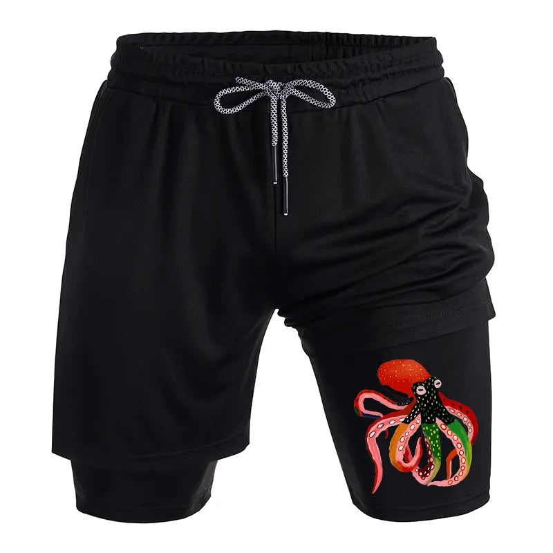 Kyoto-Lion Colorful Octopus Art Training Shorts