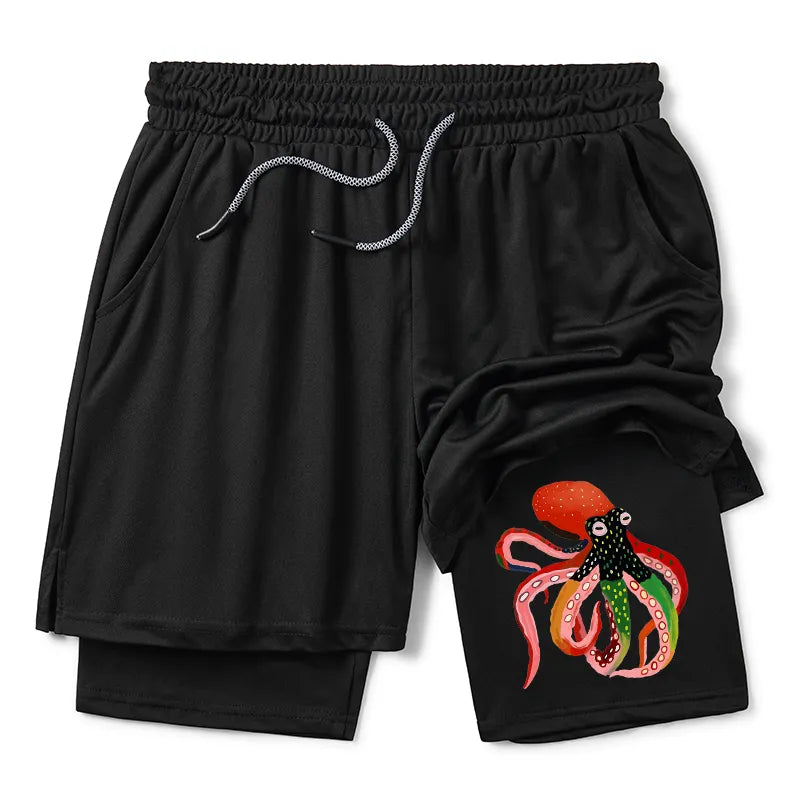 Kyoto-Lion Colorful Octopus Art Training Shorts