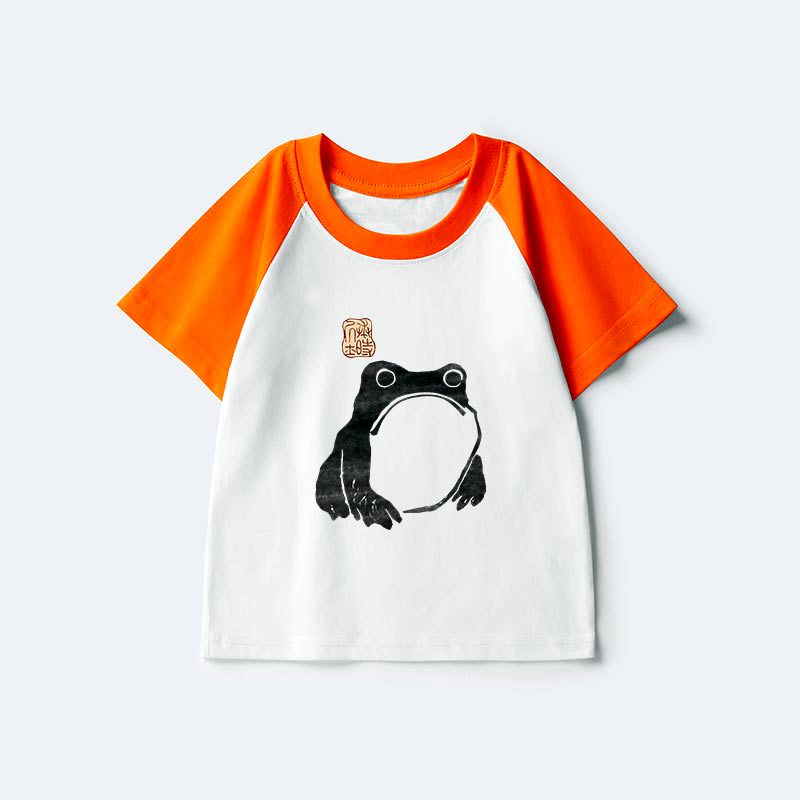 Japanese Woodblock Print Frog Kids Raglan T-shirt