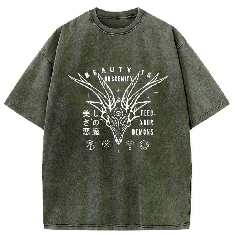 Kyoto-Lion Beautiful Devil Japanese Washed T-Shirt