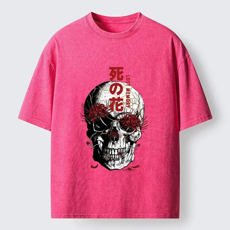 dark japanese skull t-shirt for streetwear