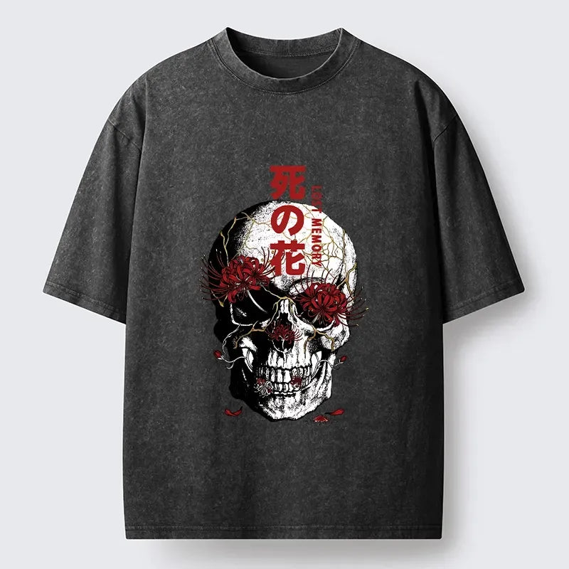 vintage spider lily skull tee for daily wear