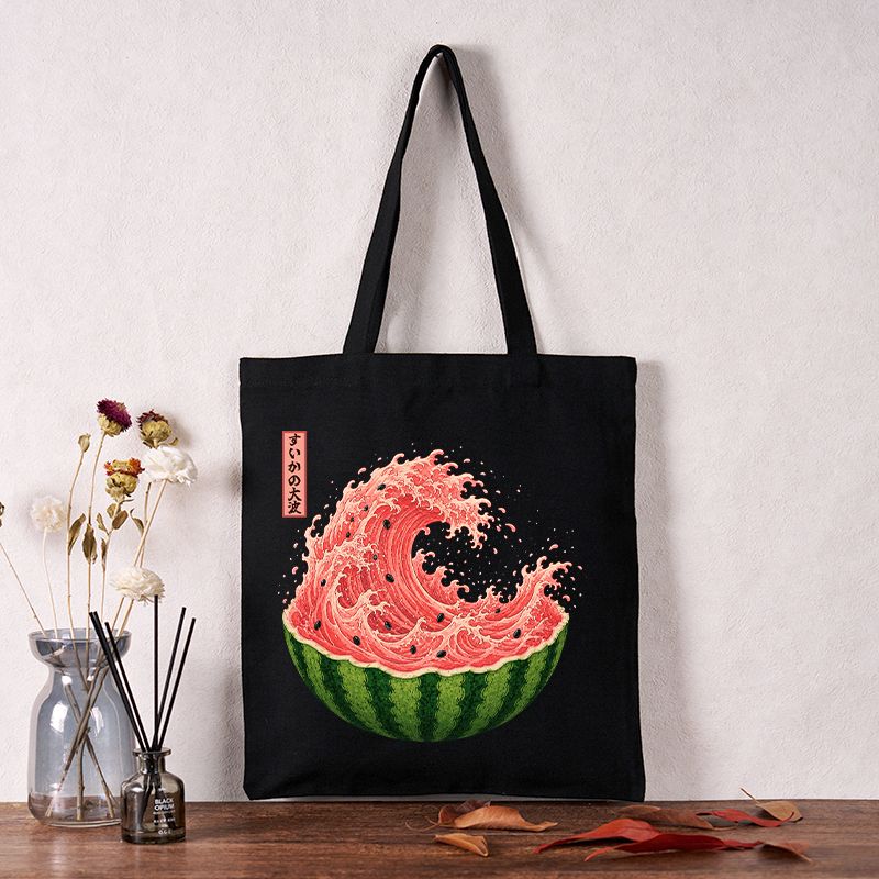 Watermelon Wave Summer Canvas Tote Bag