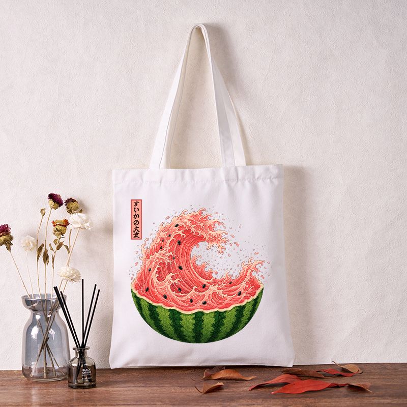 Watermelon Wave Summer Canvas Tote Bag