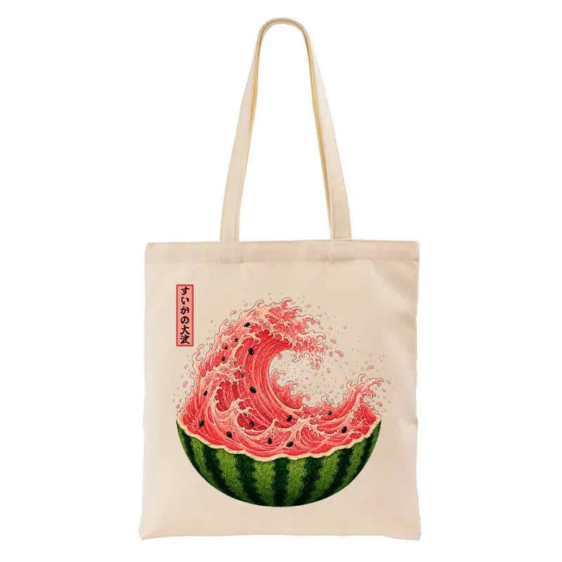 Watermelon Wave Summer Canvas Tote Bag