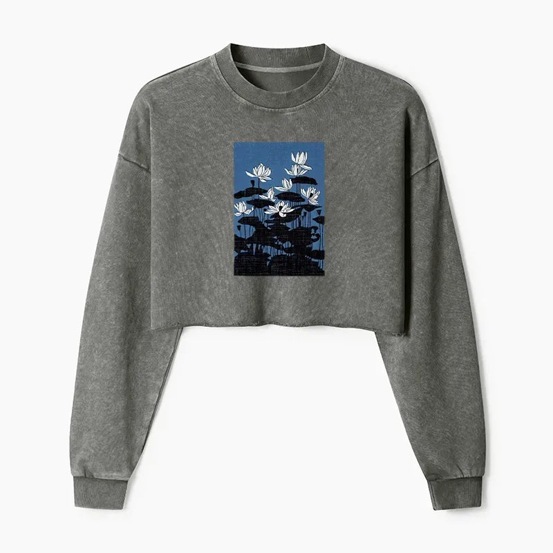 washed blue lotus japanese sweatshirt