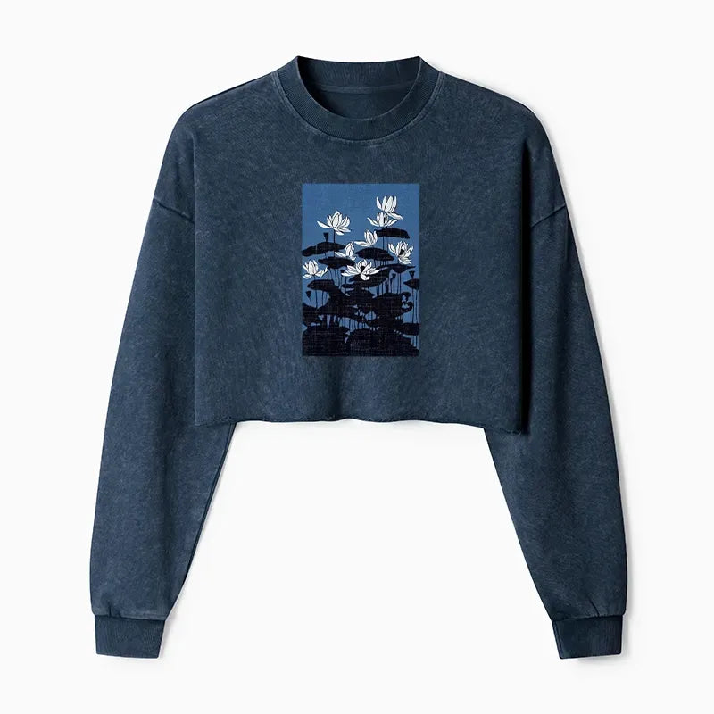 washed blue lotus japanese sweatshirt