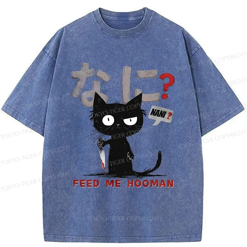 Kyoto-Lion Cruel And Cute Cat Washed T-Shirt