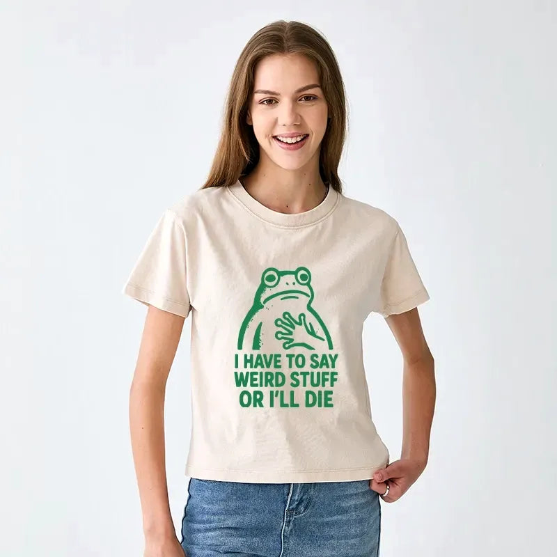 Kyoto-Lion Weird Frog Funny Meme Women's Washed T-shirt