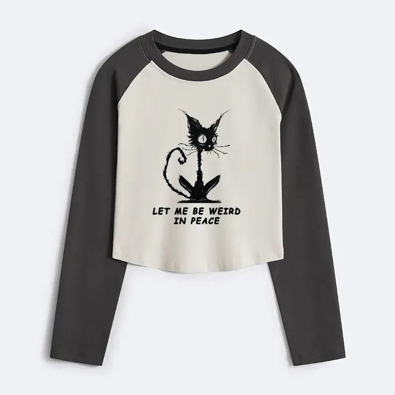 Strange cat ukiyo-e women's raglan top trendy