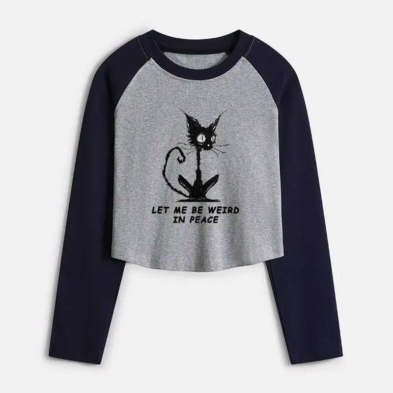 Kyoto-Lion Cat Gradually Became Strange Women's Crop Raglan T-Shirt