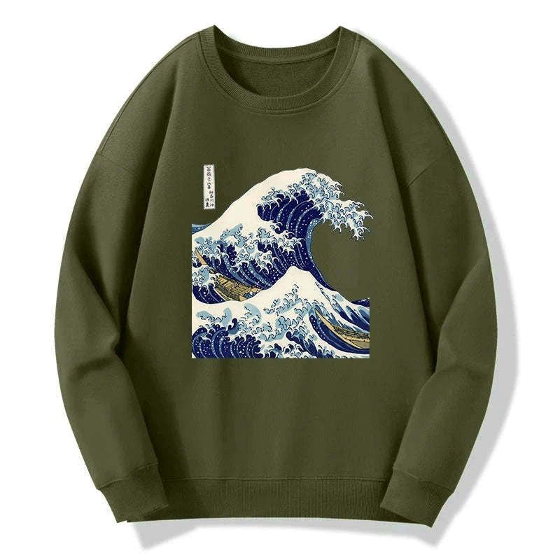 japanese woodblock print sweatshirt for men