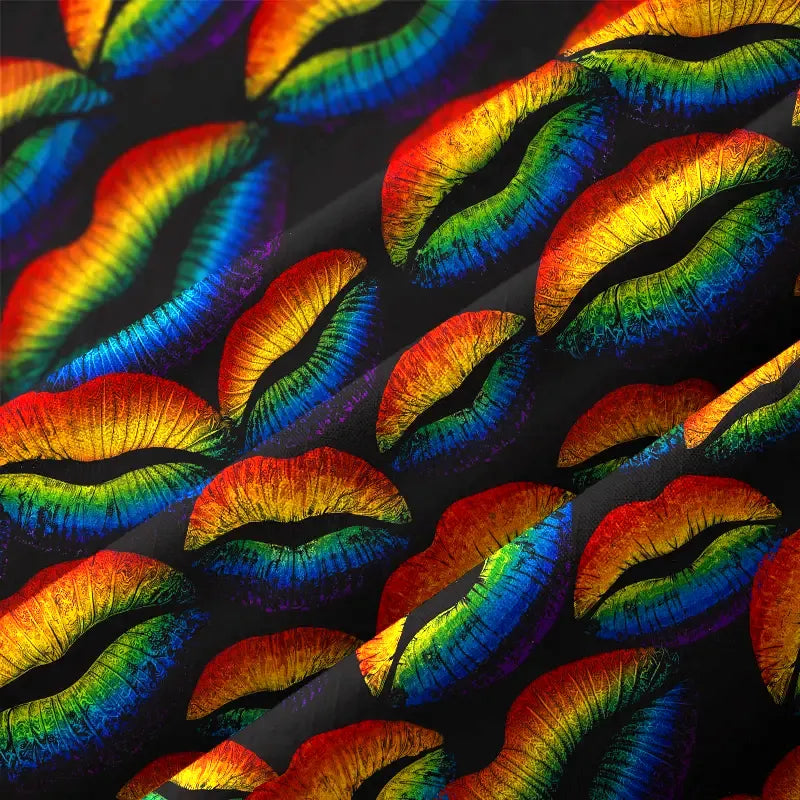 Rainbow Lip Print Hawaiian Shirt with Free Shipping