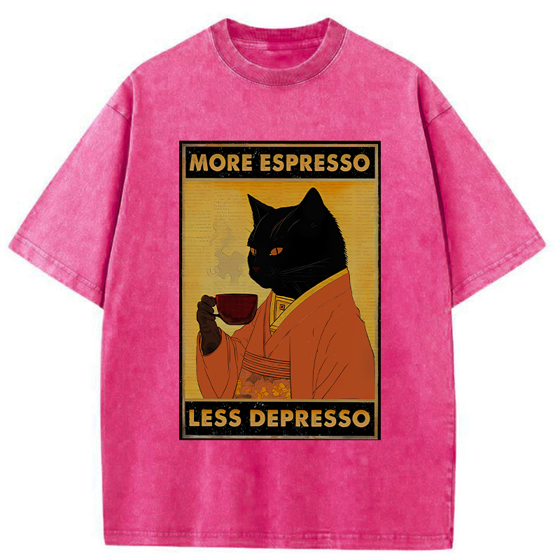 Kyoto-Lion Increase Espresso Decrease Distress Washed T-Shirt