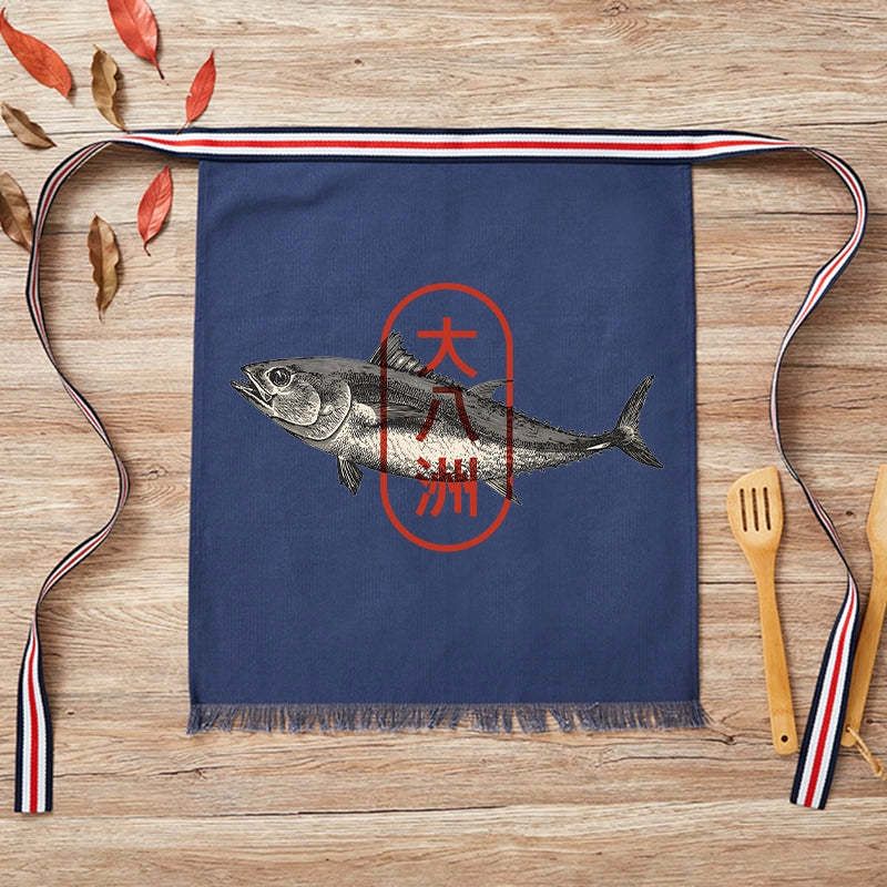 Japanese Ukiyo-e Sushi Fish Half Apron