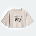 Japanese Cat Crop T-Shirt for Summer