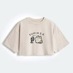 Japanese Cat Crop T-Shirt for Summer