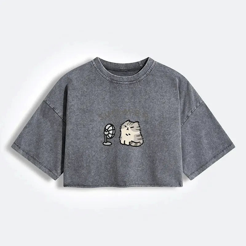 Washed Crop Tee for Women Vacation