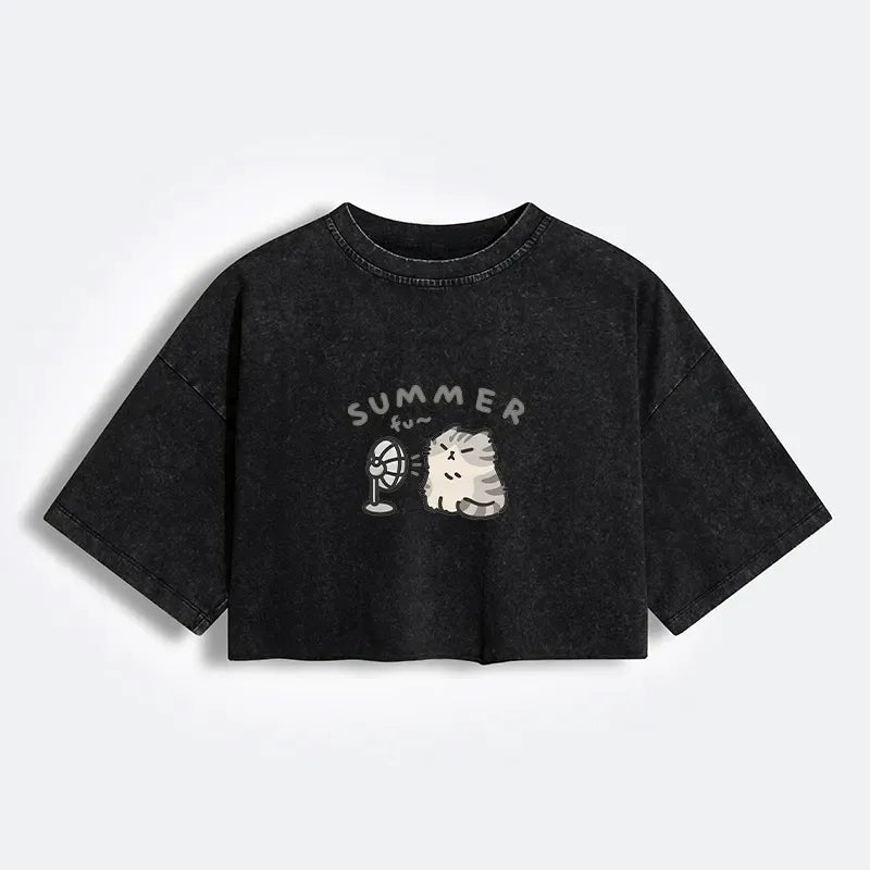 Washed Crop Tee for Women Vacation