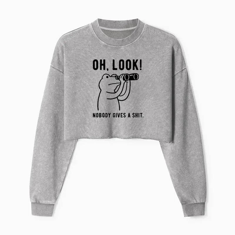 Kyoto-Lion Frog of Indifference Washed Crop Sweatshirt