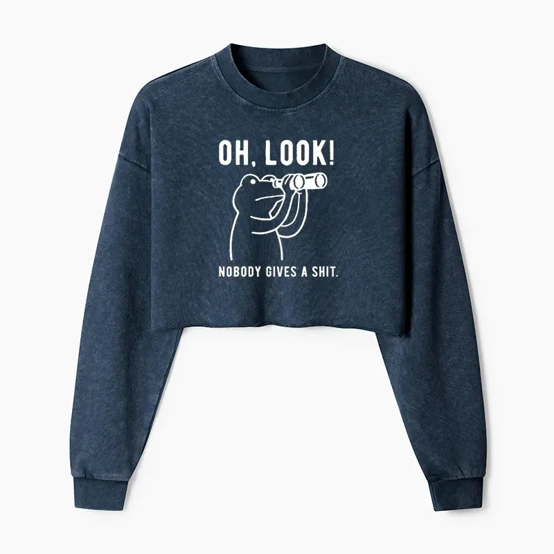 Kyoto-Lion Frog of Indifference Washed Crop Sweatshirt