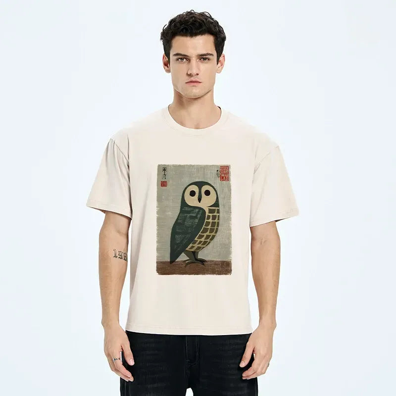japanese owl t-shirt for men