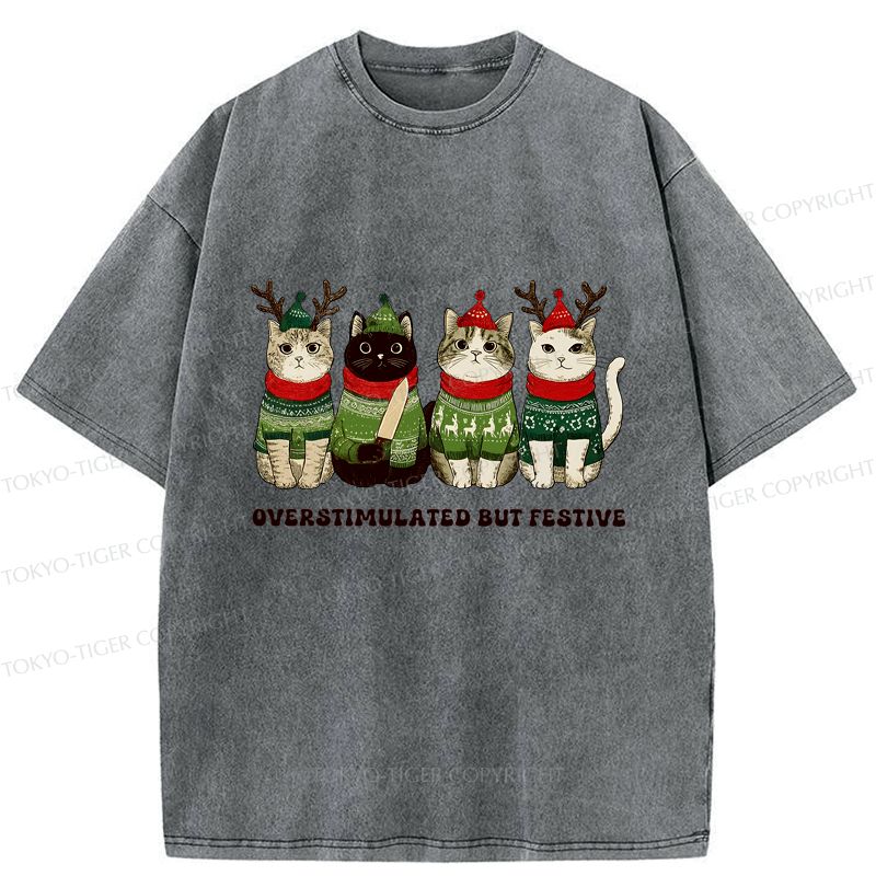 Festive Cat Tee for Holiday Gift Idea