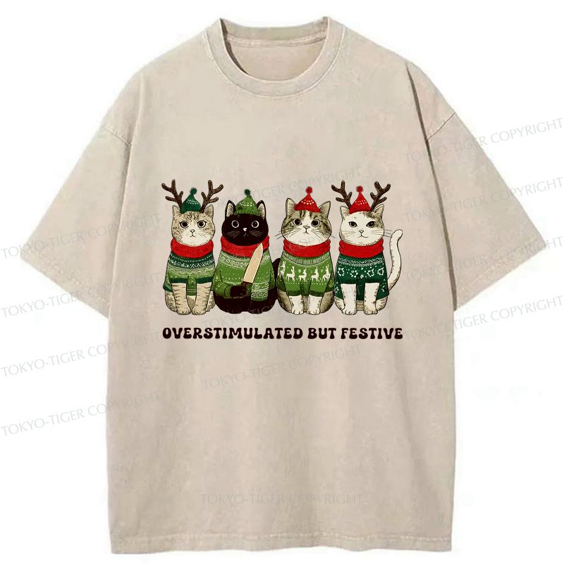 Festive Cat Tee for Holiday Gift Idea