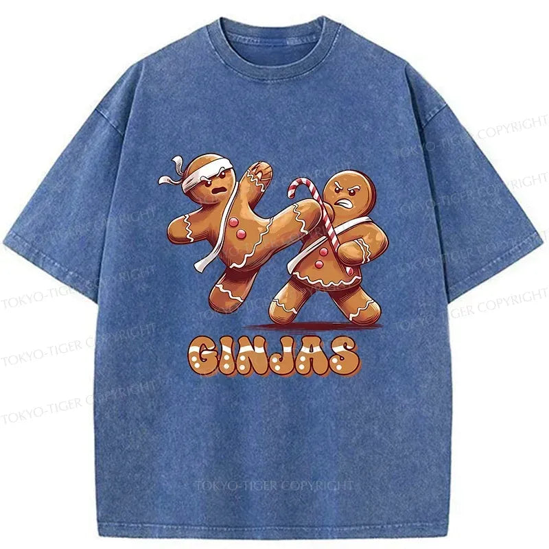 Kyoto-Lion Gingerbread Man Karate Washed T-Shirt