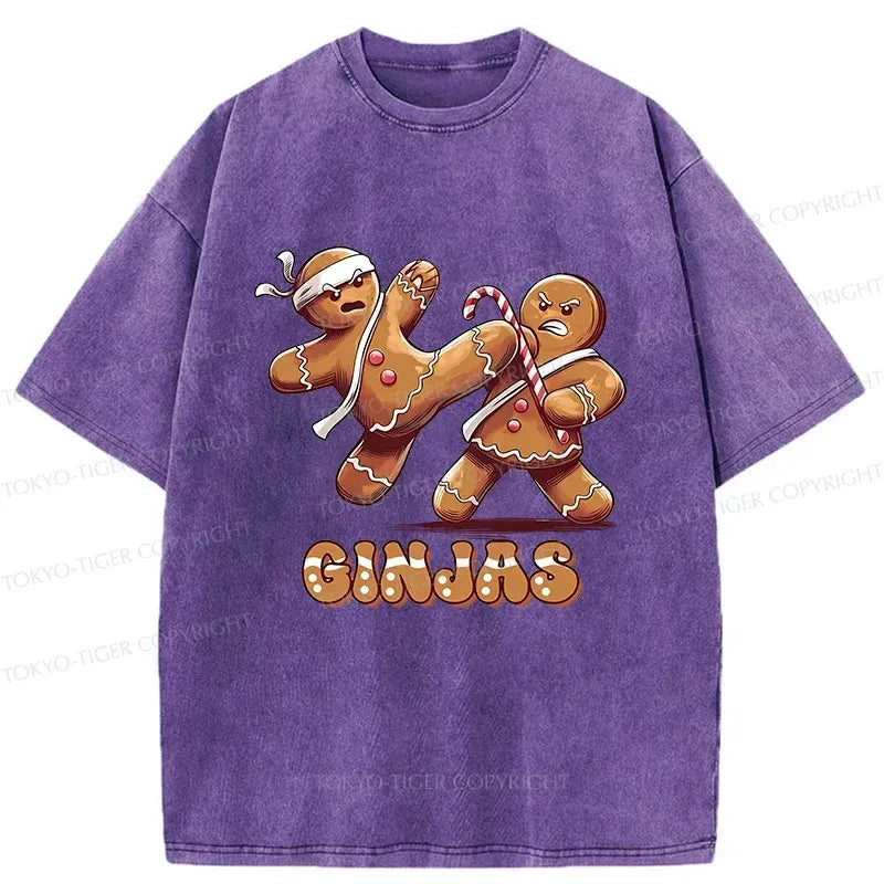 Kyoto-Lion Gingerbread Man Karate Washed T-Shirt