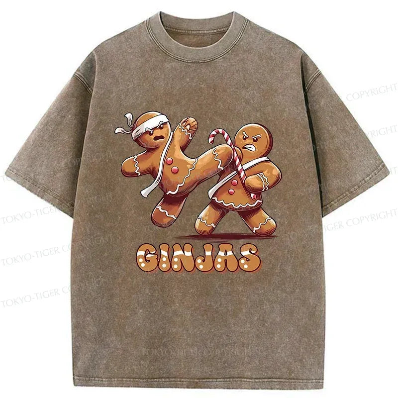 Kyoto-Lion Gingerbread Man Karate Washed T-Shirt