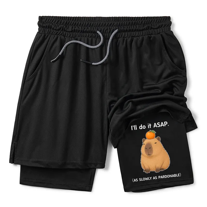 Kyoto-Lion Slow Task Capybara Meme Training Shorts