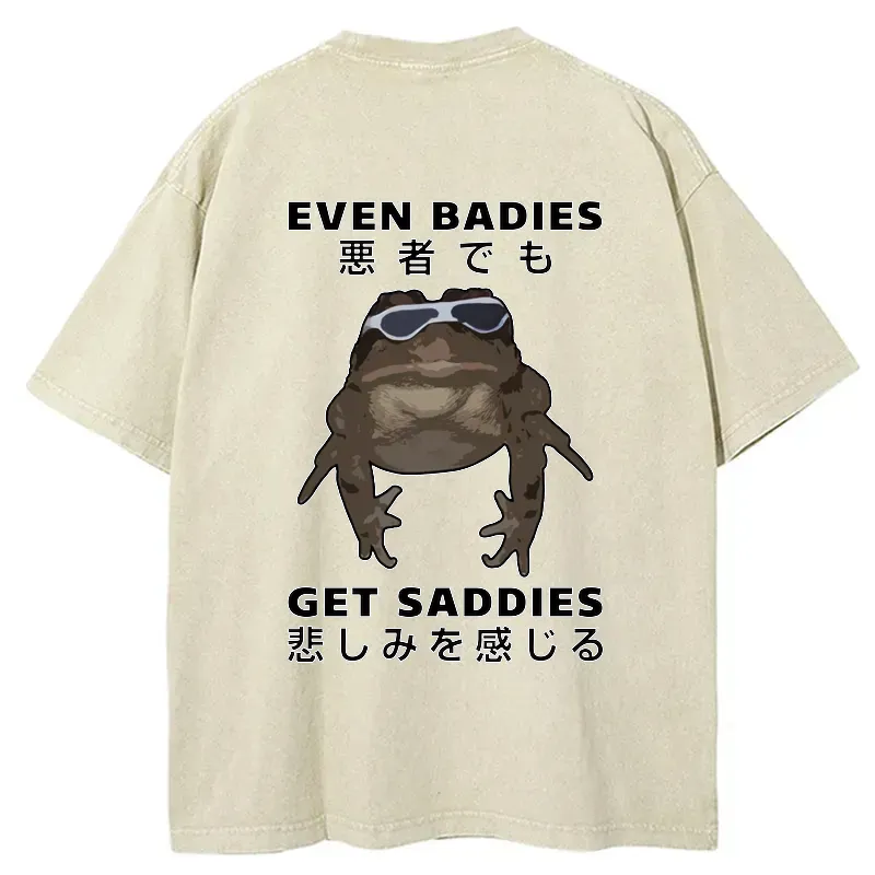 Kyoto-Lion Even Baddies Get Saddies Back Washed T-Shirt