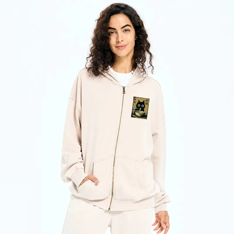 comfortable japanese cat ramen hoodie for men