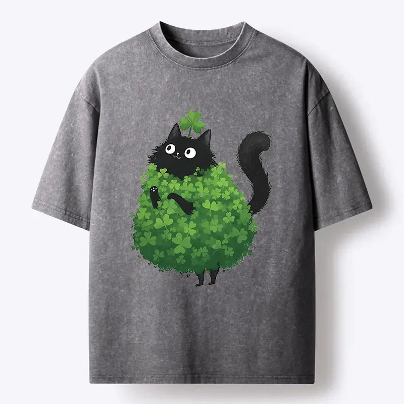 Kyoto-Lion St. Patrick's Day Decorated Cat Washed T-Shirt