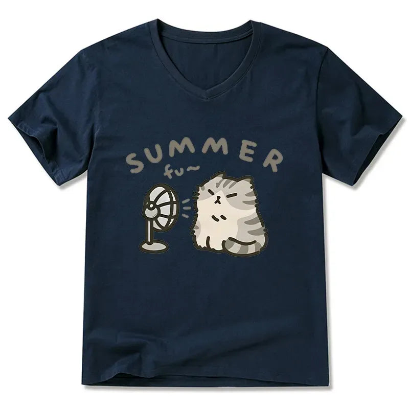 Vintage Japanese Cat T-Shirt for Daily Wear