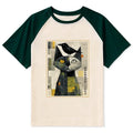Japanese Cat Crow Raglan T-shirt for Daily Wear