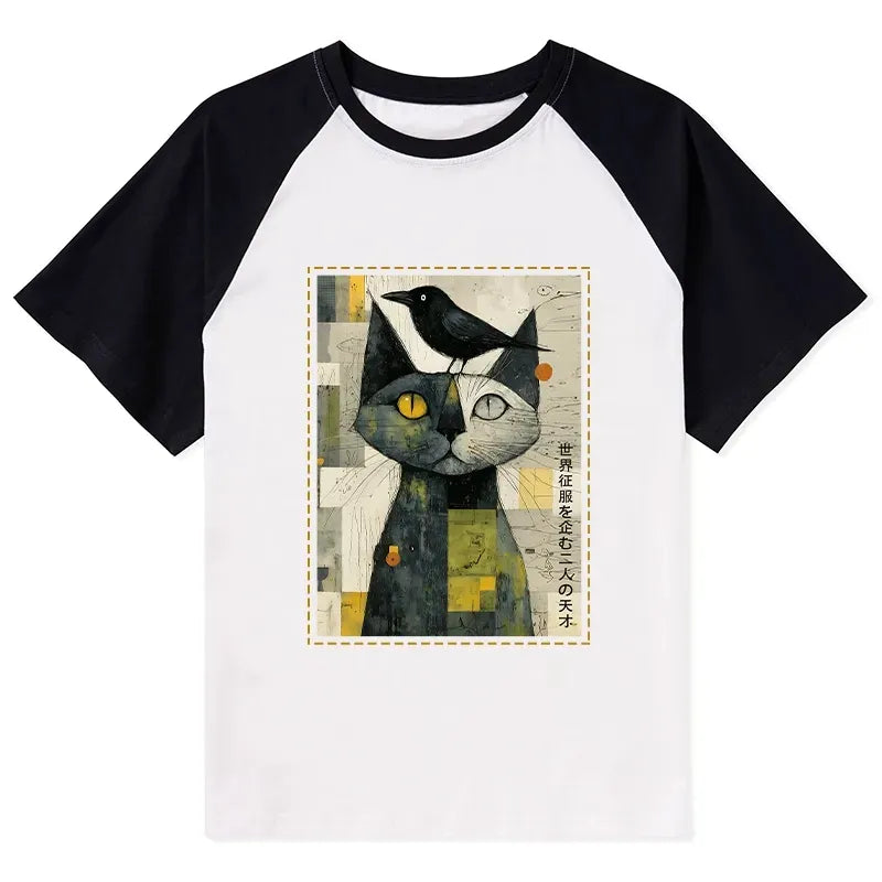 Best Seller Japanese Woodblock Print Raglan for Streetwear
