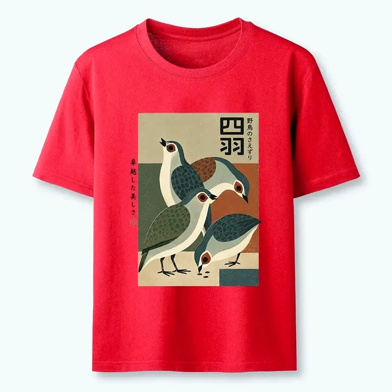 Kyoto-Lion Four Birds In Vintage Japanese Style Classic T-Shirt