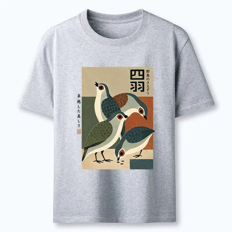 Kyoto-Lion Four Birds In Vintage Japanese Style Classic T-Shirt