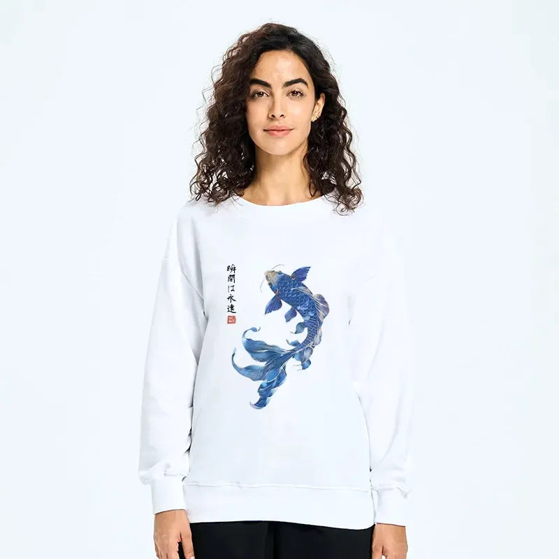 lucky blue koi sweatshirt for daily wear