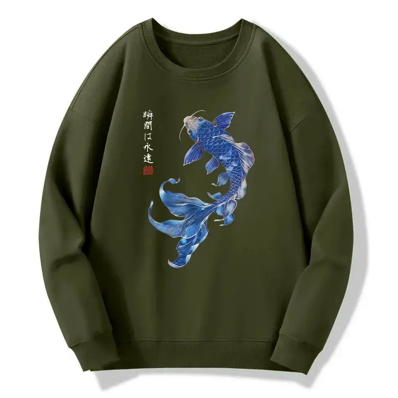 Kyoto-Lion Lucky Blue Koi Fish Art Classic Sweatshirt