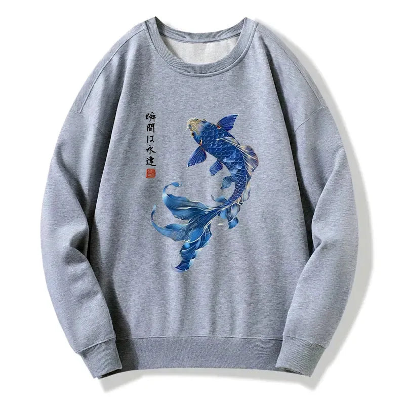 Kyoto-Lion Lucky Blue Koi Fish Art Classic Sweatshirt