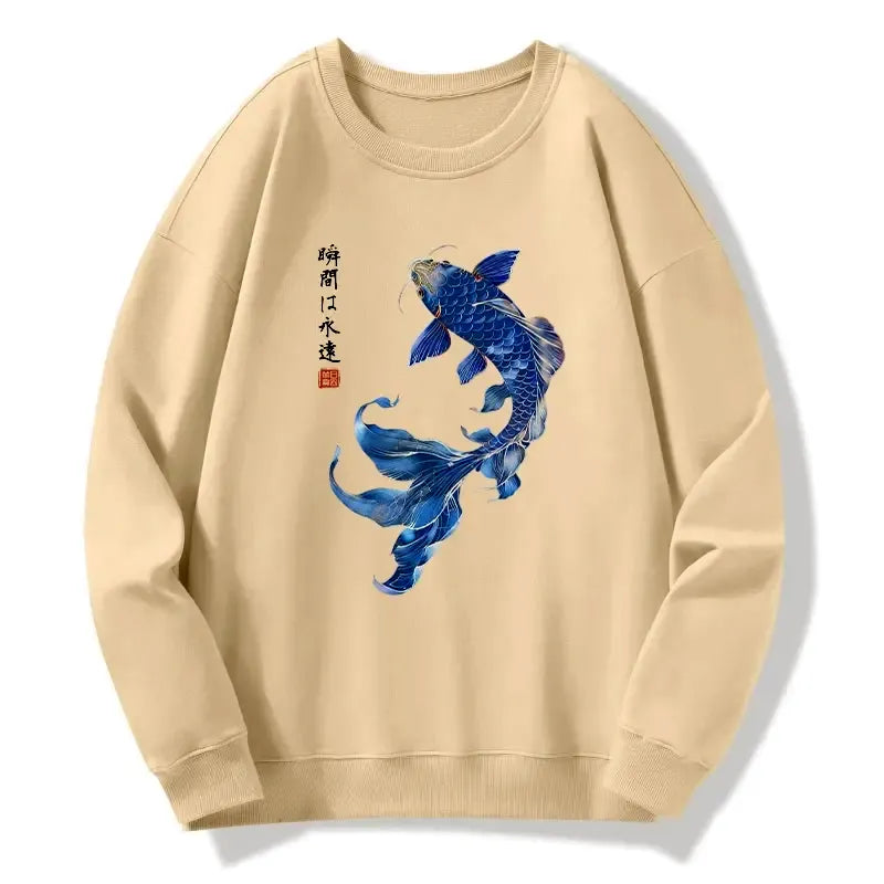 lucky blue koi sweatshirt for daily wear