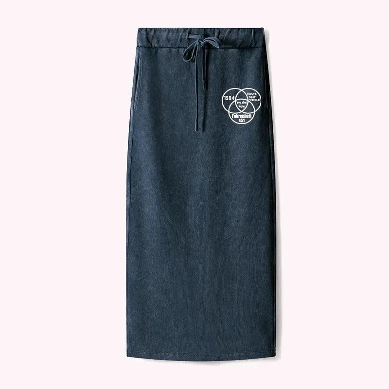 Kyoto-Lion Multidimensional Thinking And Rebellion Washed Terry Skirt