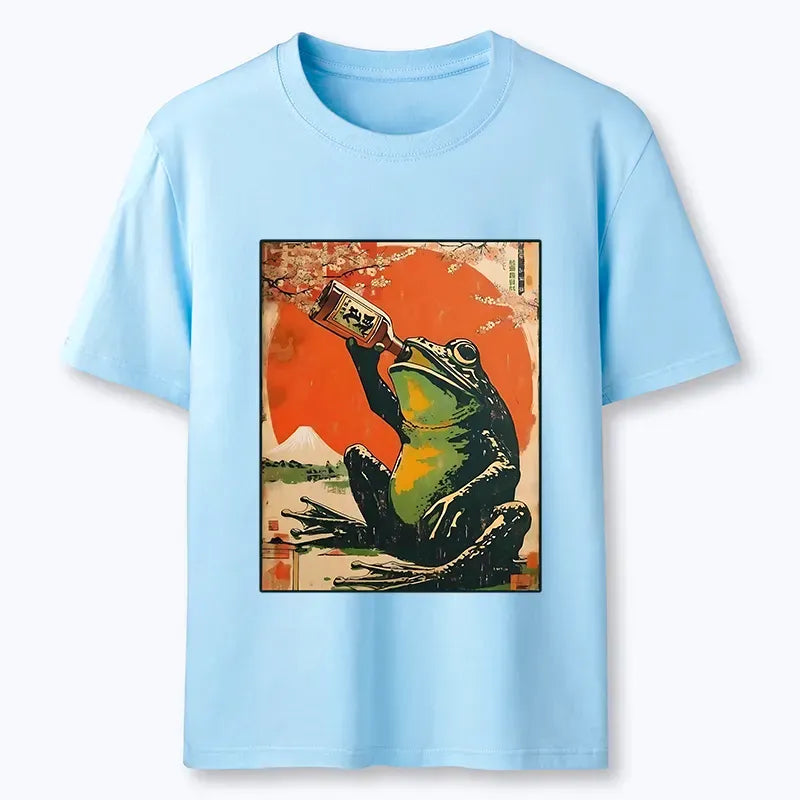 Japanese Frog Drinking Beer T-Shirt