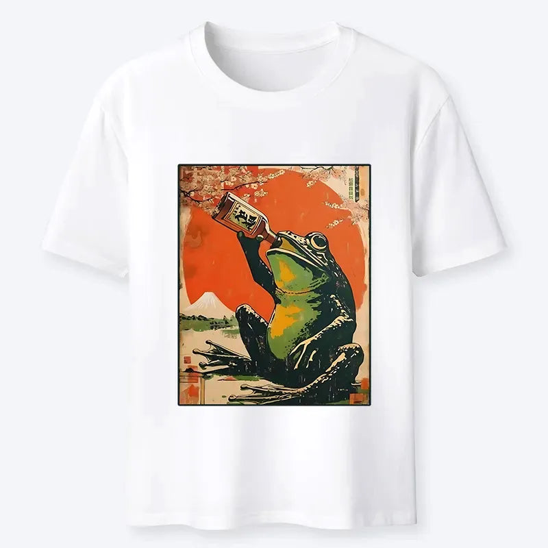 Japanese Frog Drinking Beer T-Shirt