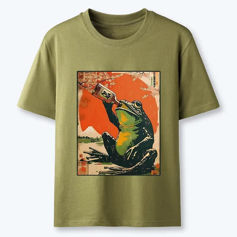 Japanese Frog Drinking Beer T-Shirt