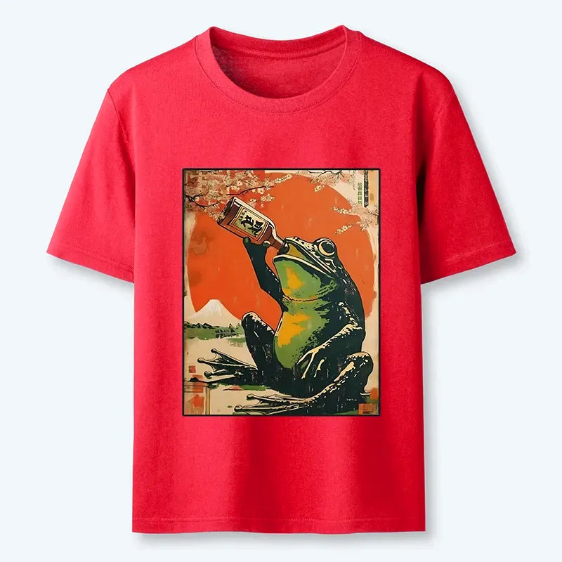 Japanese Frog Drinking Beer T-Shirt
